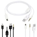 Miniatyrbillede 2 af 5: Guldbelagt USB-opladningskabel til Mini B-han og 3,5 mm stik Lydkabel 100 cm [DB] Black