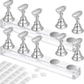Miniatyrbild 1 av 5: 2 Set Akryl Nagelkonst Övningsställ Magnetiska Nagelspetshållare Tränings Fingerneglar Displayställ Gör-det-själv Nagel Kristallhållare [DB] Silver