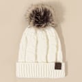 Miniatyrbilde 1 av 5: Vinter Oversized Ensfarget Kabelstrikket Pom Pom Beanie, Valentinsgave til henne db White One Size Fits All