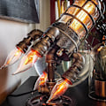 Miniatyrbillede 5 af 5: Steampunk Raket Lampe Rocket Tube Flamme Natlampe Gave Hjem Dekoration [DB] EU Plug