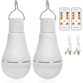 Miniatyrbillede 1 af 5: USB Genopladelige LED Pærer, Afoskce Bærbar Campinglys med Fjernbetjening Timer, 5 Lystilstande, med Krog, 1500mAh Smart Pærer {db}