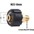 Pikkukuva 2 / 4: Painepesurin adapteri, naarasmetrinen M22 - 1/4 tuuman uros NPT-liitin, 5000 PSI db