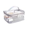 Miniatyrbillede 2 af 5: Gennemsigtig PVC Makeup Taske Bærbar Vandtæt Toilettaske Stor Kapacitet Lynlås Kosmetik Taske DB Silver Single Layer