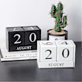 Miniatyrbild 5 av 5: Träkalender med block - Evig blockmånadsskärm Hemmakontorsdekoration vit FT DB