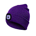 Pikkukuva 1 / 5: Pipo Hattu Valolla ja Punaisella Varoitusvalolla, USB-Latautuva LED-Valoinen Pipo, Kädet Vapaat Päälampun Hattu, 1kpl purple