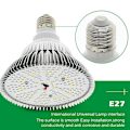 Miniatyrbillede 5 af 5: 300w LED plantelys pære E27 vækst fuldt spektrum drivhus planter belysning blomsterlampe Hydroponi [DB] White