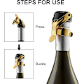 Miniatyrbild 3 av 5: Champagnestopper, 2 st Rostfritt Stål Champagneflaskpropp För Cava Prosecco Mousserande Vinpropp TY [DB] Gold 2pcs