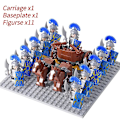 Miniatyrbillede 1 af 5: Mini actionfigurer af middelalderlige riddere, byggeklodser, romersk vogn, karet, soldat, krigshest, klodser, legetøj til børn, gave Db Set 28