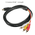 Pikkukuva 5 / 5: HDMI-RCA-kaapeli, HDMI-uros 3-RCA-uros videoääni AV-kaapeliadapteri lähetin HDTV:lle, 5ft/1.5m {db}