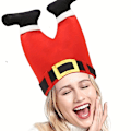 Miniatyrbillede 5 af 5: Røde Sjove Jule Beanie Party Hatte - Elf Bukser Julemand Hat Til Jul Grim Trøje Fest db 1 Red Christmas Pants Hat