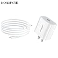 Miniatyrbilde 1 av 5: Borofone BA38 Plus PD20W lader for iPhone 12 US-standard hurtigladingsett [DB]