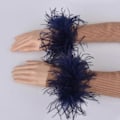 Miniatyrbillede 4 af 5: Ægte Pels Strudsefjer Manchetter Håndledsærme Fjer Manchet Blazer Slap Armbånd Fjer [db] coffee
