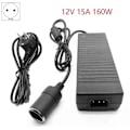 Miniatyrbillede 2 af 5: 12v 15a 160w Bilkonverter 220v Til 12v Billader Adapter Konverter Bil Hjem - Lighter Konverter EU Stik [Db] black