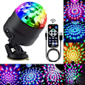 Miniatyrbilde 1 av 5: Discokule Partylys Bærbare Roterende Lys Lydaktivert LED Strobe Lys 7 Farger Med Fjernkontroll Og USB-Plugg For Bil Hjem Rom Fest db