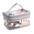 Miniatyrbillede 2 af 5: Transparent PVC Makeup Taske Bærbar Vandtæt Toilettaske Stor Kapacitet Lynlås Kosmetik Taske DB Silver Double Layer