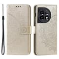 Stativfodral för OnePlus 13R 5G med Totem-tryck PU Läder Plånboksfodral [DB] Gold
