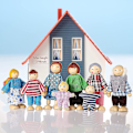 Miniatyrbilde 2 av 4: Tretre dukkehusfolk 8 figurer, dukkefamiliesett jenter småbarn dukkehus tilbehør leker db