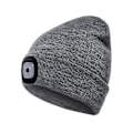 Pikkukuva 1 / 5: Pipo Hattu Valolla ja Punaisella Varoitusvalolla, USB-Latautuva LED-Valoinen Pipo, Kädet Vapaat Päälampun Hattu, 1kpl gray