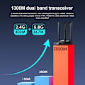 Miniatyrbilde 4 av 4: 1300Mbps USB 3.0 WiFi Adapter Dual Band 2.4Ghz/5Ghz Trådløs WiFi Dongle Antenne USB Ethernet Nettverkskort Mottaker For Laptop PC Driver Fre [db]