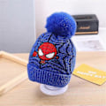 Pikkukuva 2 / 3: Poikien Spiderman Pom Pom -pipo, talvinen lämmin neulottu pipo hiihtolippis DB Blue