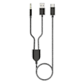 Pikkukuva 1 / 5: 1 Split 2 Type C - USB A 3,5 mm Aux-kaapeli Stereo Hifi-ääni autokaiuttimille -JA [DB] Black