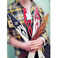 Miniatyrbild 5 av 5: SQCLV Cool Lightning Pattern/Flame Gitarrrem  för Elektrisk Gitarr/Bas db Black