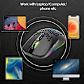 Miniatyrbillede 2 af 5: Genopladelig Bluetooth 5.0 Usb 2.4g Trådløs Rgb Lys Honeycomb Gaming Mus Desktop Pc Computere Notebook Bærbar Sort