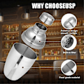 Miniatyrbillede 3 af 5: 6 STK Mini Cocktail Shaker, Drink Shakers Cocktail, Rustfri Mini Shaker, Cocktail Shaker med Si, 250ml [DB] Silver