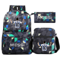 Pikkukuva 4 / 4: Uudet Messi-reput 3 kpl Jalkapallo tähdet Printe Kevyt Yksinkertainen Läppäri Koulureput Juniori-lukiolaiset Mochilas DB Clear