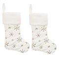 Miniatyrbild 1 av 5: 2-pack Snövita Julstrumpor med Broderade Snöflingor för Hängande Juldekoration [DB] gold