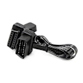 Miniatyrbilde 5 av 5: OBDII Forlengelse Dobbel Kontakt Y-Splitter OBD OBD2 16PIN Hann til Hunn Tilkobling Flat+Tynn for [DB] black