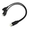 Miniatyrbilde 4 av 5: USB-splitter USB 2.0 Y-splitter ladekabel 1 hann til 2 hunn strømledning [DB]