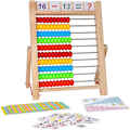 Miniatyrbillede 1 af 5: Børns Læring Legetøj, 10-rækkers Træramme Abacus Med Flerfarvede Perler Db