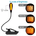 Miniatyrbilde 2 av 4: Oppladbar Amber Boklys - Leselys for bøker i sengen med 7 LED og 3 lysstyrker, Blått lys blokkerende LED-lys DB black