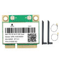 Miniatyrbillede 1 af 5: -axe3000h Wifi-kort + dobbelt antenne Wifi 6e 2400mbps Mini Pci-e til Bt 5.3 802.11ax 2.4g/5g/6ghz Wlan-netværkskort
