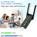 Pikkukuva 4 / 5: Ilmainen ajuri 1300Mbps USB 3.0 Wifi-sovitin WiFi 5 AC1300 Wi-Fi Dongle -vastaanotin 2.4G 5G Dual Band langaton verkkokortti RTL8812 antennilla PC:lle [DB]