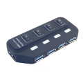 Miniatyrbilde 5 av 5: 4-porters USB3.0-hub med av/på-bryter USB-splitter multiport-ekspanderadapter [DB]