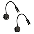 Miniatyrbillede 1 af 3: XHW 2 stk 3W Fleksibel LED Svanehals Sengelampe Stikkontakt Vægslampe Cylinder med Skede Ingen Ledning (Sort) db Black 2pcs