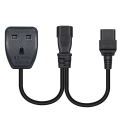 Miniatyrbilde 2 av 5: 1ft/32cm Iec320 C14 til Iec320 C19+uk13a Ac-strømkabelforlengelsesadapterledning [DB]