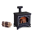 Miniatyrbillede 1 af 3: Dukkehus LED Pejs 1:12 Skala DIY Stue Miniature Møbler Scene Db Black fireplace 5cmx5cm