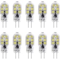 Miniatyrbild 1 av 5: 10-pack G4 2W LED-lampa för köksfläktlampor, AC/DC 12V, motsvarande 20W halogenlampor, bipol med klart PVC-skydd, kallvit 6000K [DB]