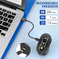 Miniatyrbilde 5 av 5: 2.4GHz Oppladbar Trådløs Presentasjonsring med Rødt Lys USB Presentasjonsfjernkontroll for Win 1 db black