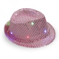 Miniatyrbilde 2 av 4: 1 stk LED-lysende blinkende paljetthatt Jazz Barnedans Hip Hop Bryllup Fest Juldekorasjon Fest BEW [DB] Pink
