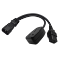 Miniatyrbillede 5 af 5: 1ft/32cm Iec320 C14 til Iec320 C19+uk13a Ac-strømforlængerkabeladapterledning [DB]