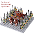 Miniatyrbillede 1 af 5: Mini actionfigurer af middelalderlige riddere, byggeklodser, romersk stridsvogn, vogn, soldat, krigshest, klodser, legetøj til børn, gave Db Set 15