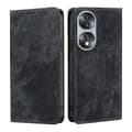 Til Honor 70 RFID Tyverisikring Børste Magnetisk Læder Telefon Cover [DB] Black
