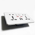 Miniatyrbilde 5 av 5: Hvit Universal 5-Hulls Veggkontakt med LED-Indikator [DB]