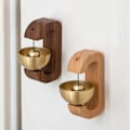 Miniatyrbild 1 av 5: Butiksringklocka för dörröppning, magnetisk träklocka gyllene dekorativ entrédörrklocka med mässingsklocka-d [db] Light brown beech