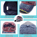 Miniatyrbillede 3 af 5: Unisex Retro Baseball Cap Bomuldsblandet Motorcykel Cap Justerbar [db]
