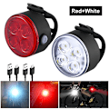 Pikkukuva 3 / 5: 2 kpl Mini Etu- ja Takavalon Sarja 4 LED USB-Lataus Pyörävalo 4 LED Etupyörälamppu Pyöräily Takavalo Pyörän Tarvikkeet {DB} 2 PCS Red China